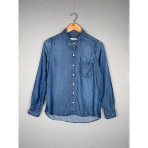 Mossimo Supply Lyocell Chambray‎ Button Up Shirt Size M Blue Preppy Americana